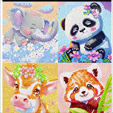 PANDA VE İNEK 2Lİ ELMAS BOYAMA SETİ 18*18 cm ELMAS YAPIŞTIRMA, ÇOCUKLARA ETKİNLİK. ÇOCUK AKTİVİTE