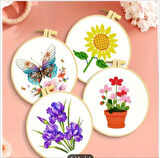 KELEBEKLİ ÇİÇEK NAKIŞ SETİ ,HOBİ SETİ, ÇOCUKLARLA ETKİNLİK SETİ