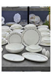 Lüx Porselen Kiara 57 Parça 12 Kişilik Bone China Yemek Takımı