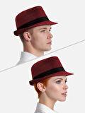  Yazlık Kumaş Bordo Fötr Trilby Şapka