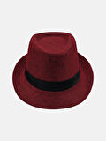  Yazlık Kumaş Bordo Fötr Trilby Şapka