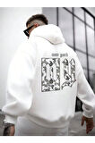Erkek Beyaz Ny Life  Baskılı Sweatshirt
