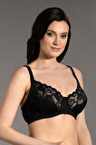 Kadın Siyah Dantelli Dolgusuz D Cup Sütyen