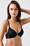 Kadın Siyah Dantelli Destekli B Cup Sütyen