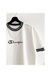 Unisex Yeni Sezon Oversize Chmp Baskılı Detaylı Yazlık T-shirt