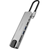 8 in 1 Type-C Hub Dönüştürücü 4K Hdmi USB Micro Sd Gigabyte Ethernet 
