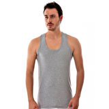 Tutku 0102 (2XL-5- BEDEN) (1 ADET) GRİ Ribana LİKRALI klasik Erkek Pamuklu Penye Atlet slim fit