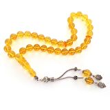 Pigado 925 Ayar Gümüş Püsküllü Damla Kehribar Tesbih