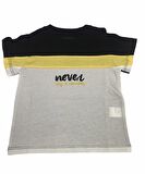 Divonette Tshirt Never Baskılı Parçalı Siyah