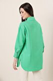 Gofre Oversize Gömlek Yeşil