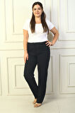 Yanları Lastikli İthal Krep Büyük Beden Pantolon