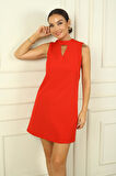 Kadın Pencere Detaylı Kolsuz Kısa Elbise
