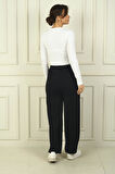 Kadın Beli Lastikli Cepli Palazzo Pantolon