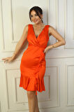 Kadın Kruvaze Yaka Astarlı Önü Drapeli Önü Volanlı Saten Kısa Elbise