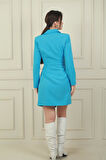 Kruvaze Yaka Plise Detaylı Ceket Elbise
