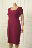 Kadın Yarım Kollu Astarlı Büyük Beden Krep Elbise
