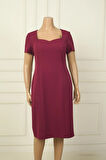Kadın Yarım Kollu Astarlı Büyük Beden Krep Elbise