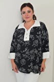 Kadın Patlı Yaka Çiçek İşlemeli B.B Bluz
