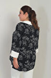 Kadın Patlı Yaka Çiçek İşlemeli B.B Bluz