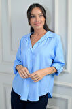 Kadın Kol Katlamalı Lyocell Gömlek