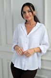 Kadın Kol Katlamalı Lyocell Gömlek
