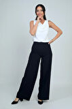 Kadın Yandan Fermuarlı Bol Paça Çakızlı Pantolon