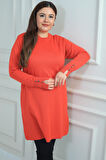 Kadın Ön Yanlar Saç Örgülü Büyük Beden Soğuk İplik Tunik Bluz