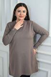 Kadın Ön Yanlar Saç Örgülü Büyük Beden Soğuk İplik Tunik Bluz