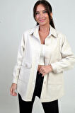 Kadın Önü Düğmeli Cepli Gömlek