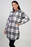 Kadın Yanları Yırtmaçlı Ekose Uzun Gömlek