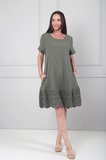 Kadın İtalyan Kısa Kollu Eteği Fisto Astarlı Cepli Cotton Midi Elbise