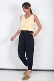 Kadın Beli Lastikli Cepli İtalyan Cotton Lyocell Şalvar Pantolon