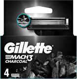 Gillette Mach3 Charcoal Yedek Tıraş Bıçağı 4'lü - Diş Beyazlatıcı Köpük Hediye