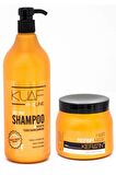 Kuaf Saç Bakım Seti -Tuzsuz Şampuan 1 L + Keratin Saç Maskesi 500 ml