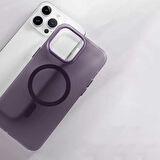 Smcase Apple iPhone 14 Pro Max Kılıf Wireless Şarj Özellikli Buttom Magsafe Tuval Transparan Silikon