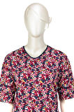 Oppland Kadın Turlu Viskon Penye Kumaş Anne Bluz Bahar Gülü Desenli Kısa Kollu Tam Kalıp Likralı