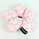 WoodyCord El Yapımı Papatya Desenli Pofuduk Scrunchie Toka - Pembe