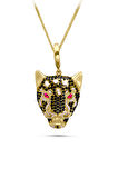 Panter Başı Model Altın Unisex Kolye