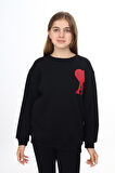 Kız Çocuk Kalpli A Baskılı 3 İplik Sweatshirt 7-13 Yaş Lx270