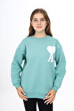 Kız Çocuk Kalpli A Baskılı 3 İplik Sweatshirt 7-13 Yaş Lx270