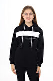 Kız Çocuk Garnili Kapüşonlu Sweatshirt Hoodie 7-13 Yaş Lx275
