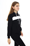 Kız Çocuk Garnili Kapüşonlu Sweatshirt Hoodie 7-13 Yaş Lx275