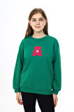 Kız Çocuk Nakış Baskılı Sweatshirt  7-13 Yaş Lx289