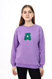 Kız Çocuk Nakış Baskılı Sweatshirt  7-13 Yaş Lx289