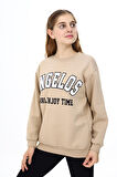 Kız Çocuk Yazı Baskılı 3 İplik Sweatshirt 7-13 Yaş Lx289