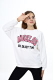 Kız Çocuk Yazı Baskılı 3 İplik Sweatshirt 7-13 Yaş Lx289