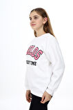 Kız Çocuk Yazı Baskılı 3 İplik Sweatshirt 7-13 Yaş Lx289