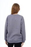 Kız Çocuk Yazı Baskılı 3 İplik Sweatshirt 7-13 Yaş Lx289