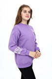 Kız Çocuk Yaka ve Bilek Baskılı 3 İplik Sweatshirt 7-13 Yaş Lx294