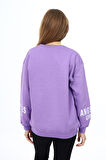 Kız Çocuk Yaka ve Bilek Baskılı 3 İplik Sweatshirt 7-13 Yaş Lx294
